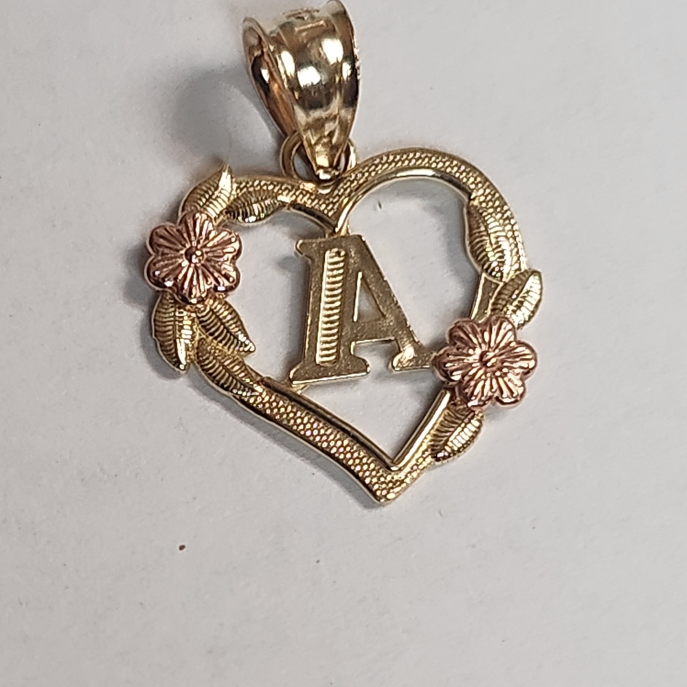 Gold and Pink Heart Pendant with Initial